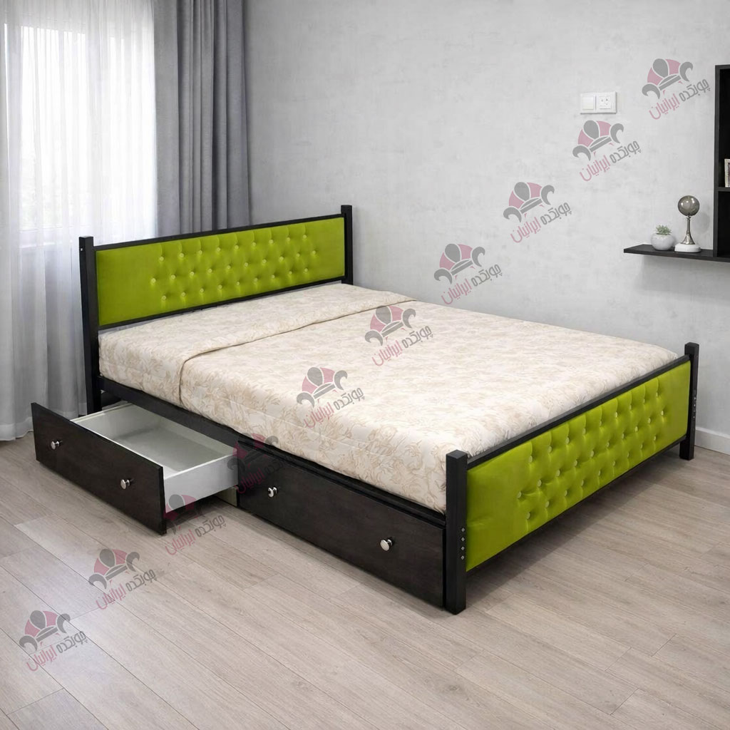 تخت خواب دو نفره فلزی لمسه