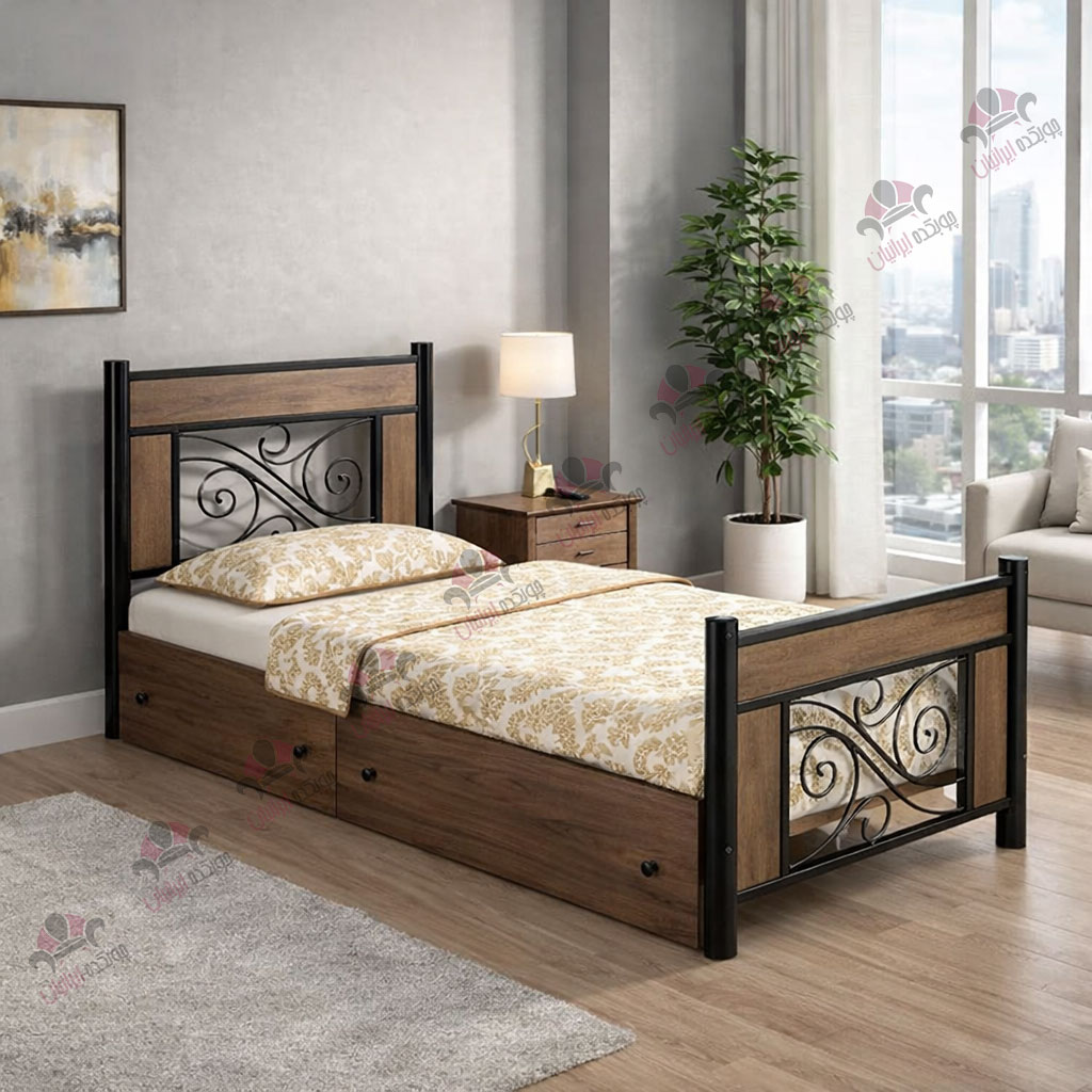 تخت خواب یک نفره فلزی مدل ملودی